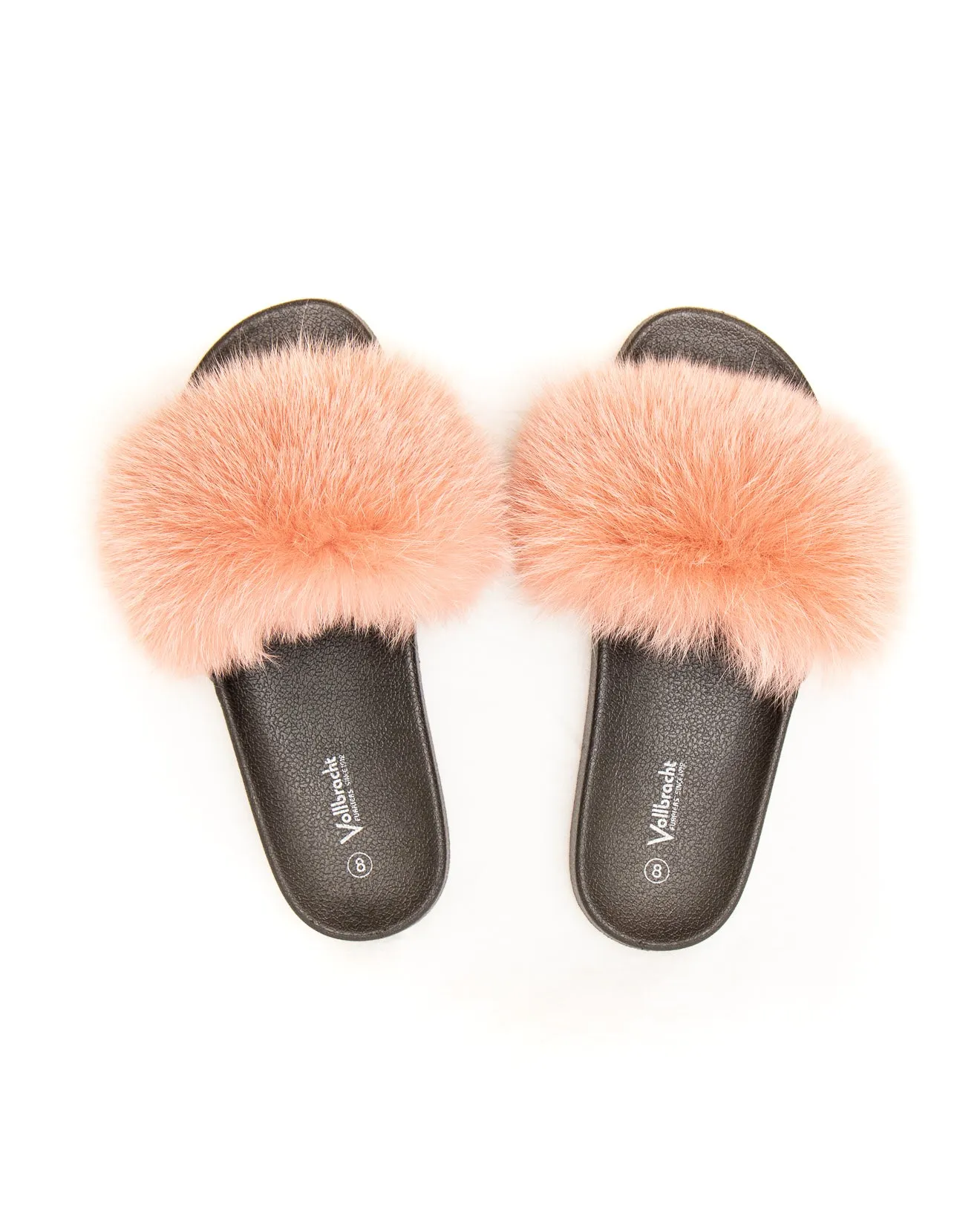 Fox Fur Slides - Pink