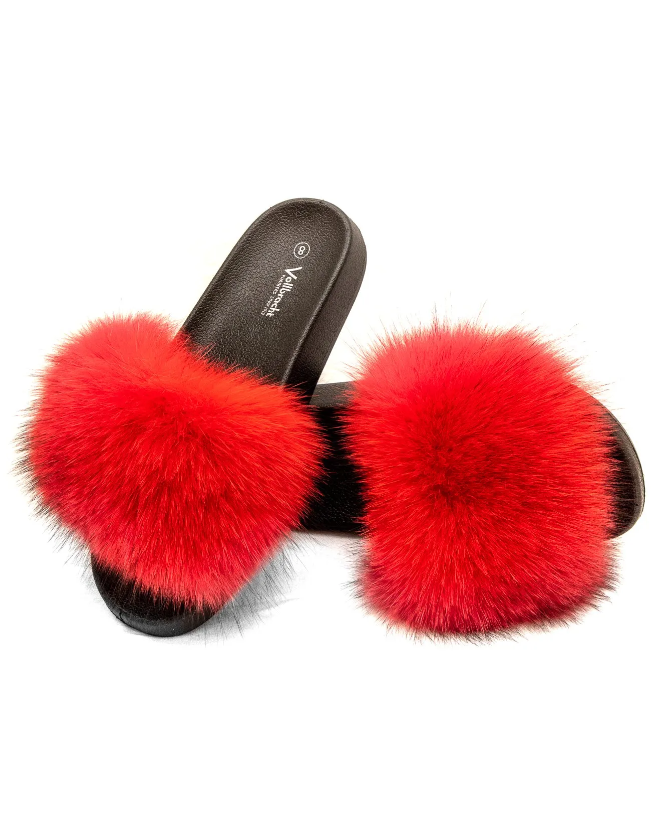 Fox Fur Slides - Red