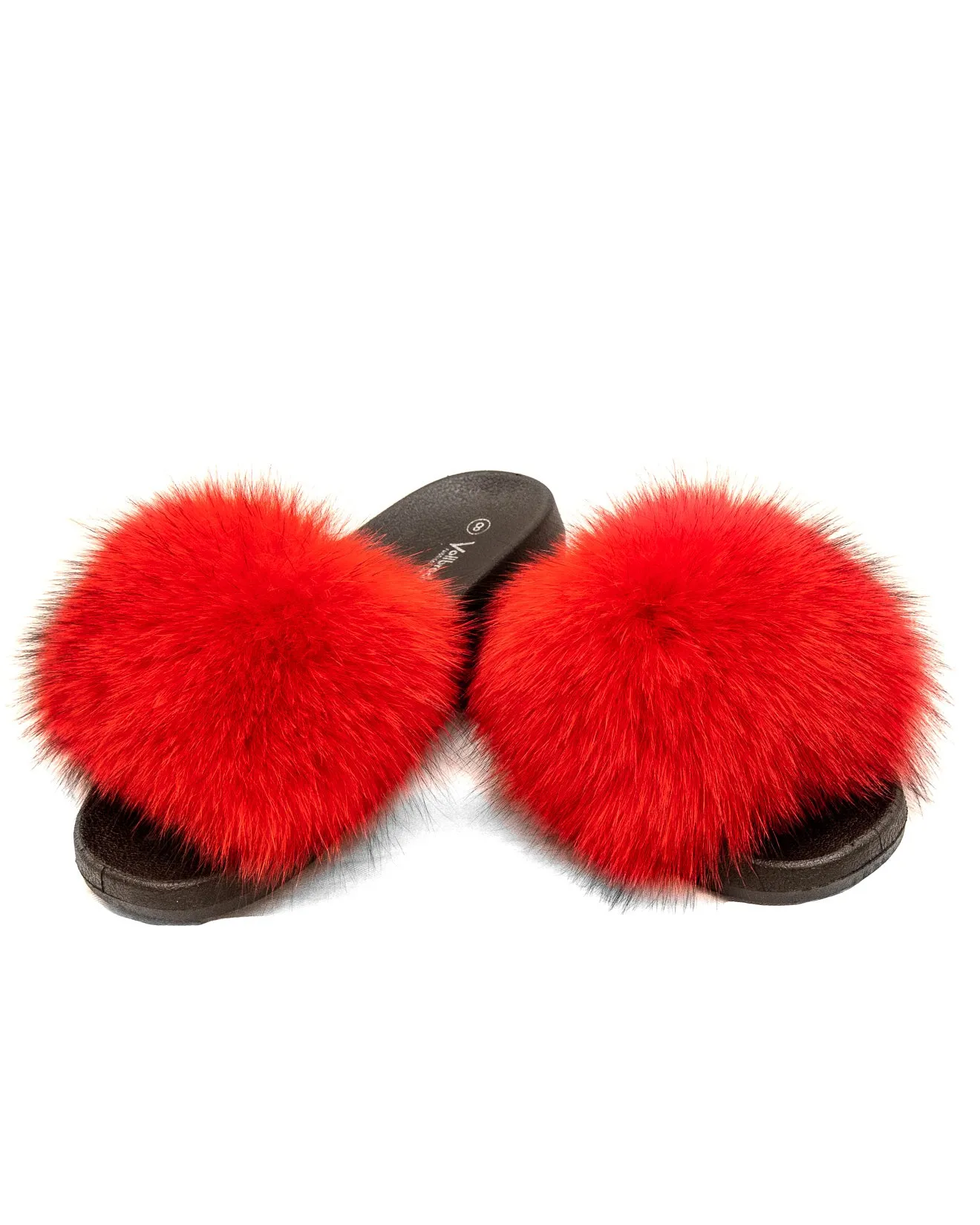 Fox Fur Slides - Red