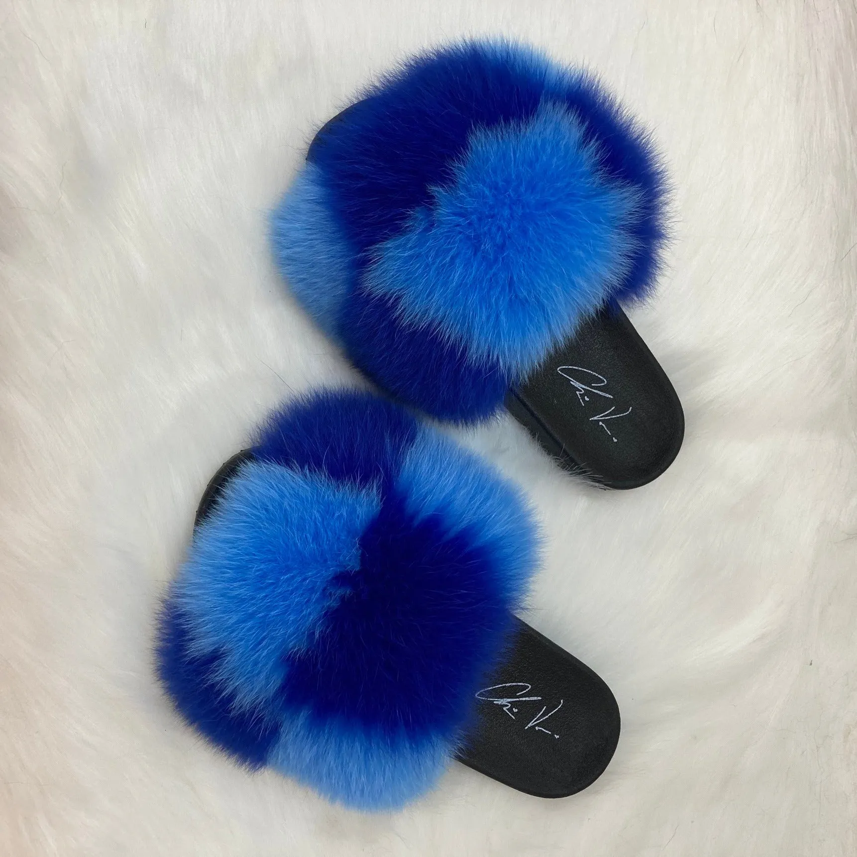 Fur Slides- Blue Checkers
