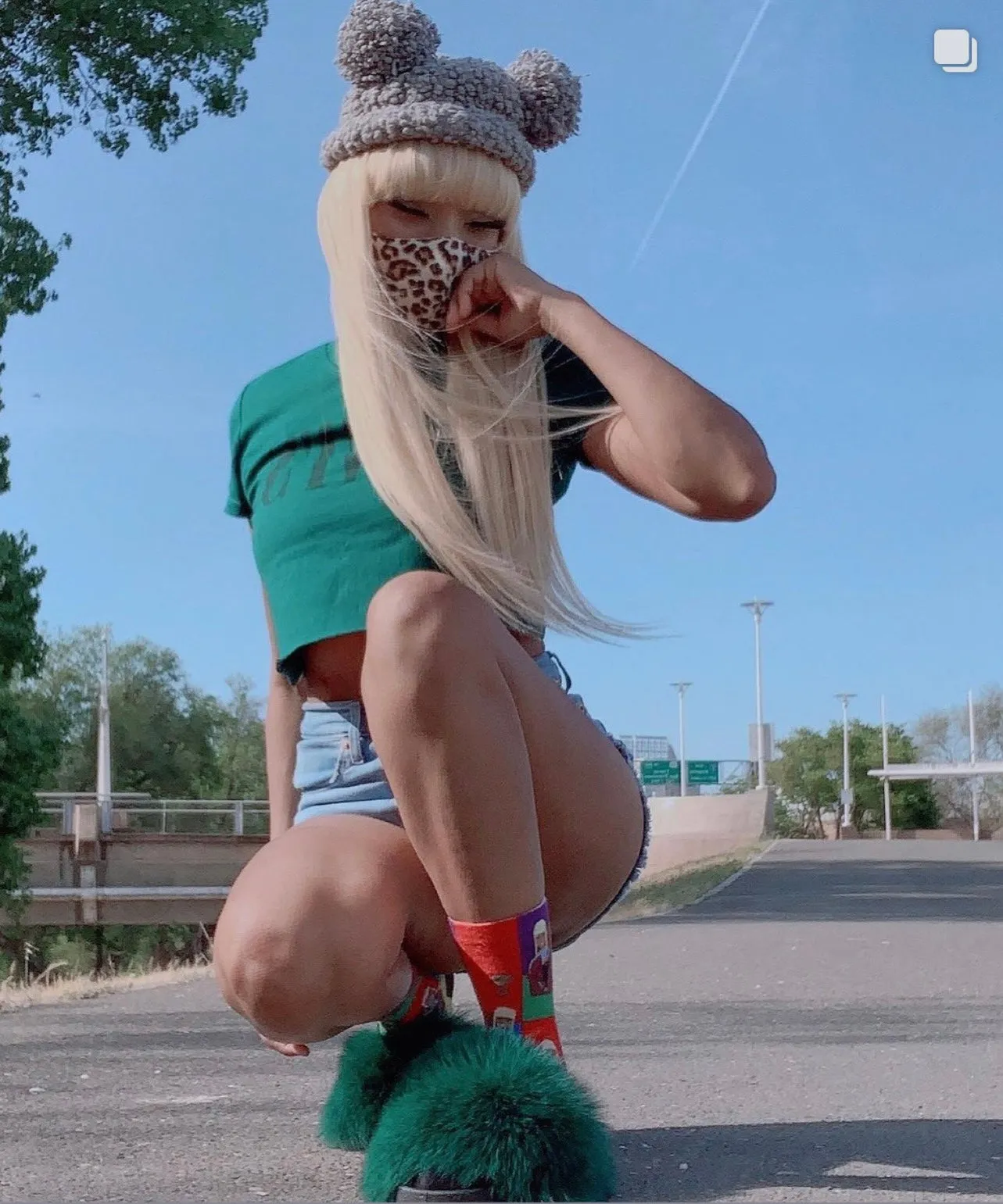 Fur Slides- Green