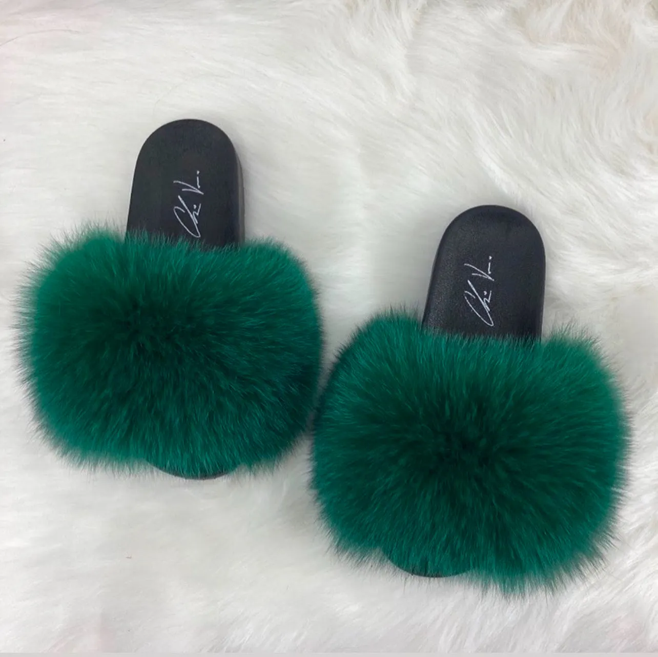Fur Slides- Green