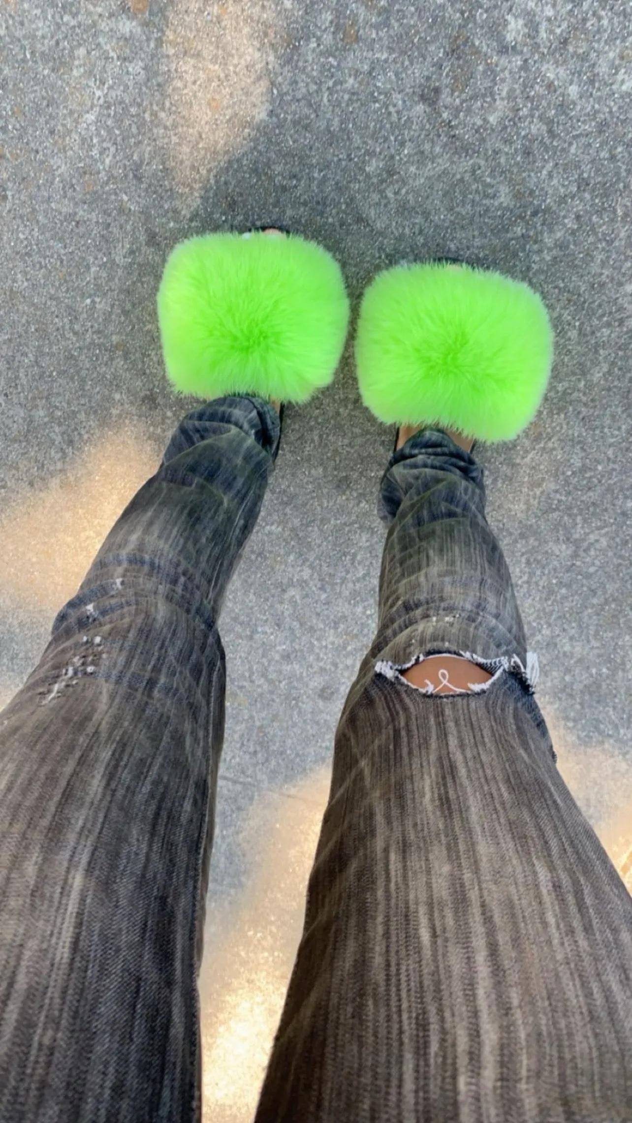 Fur Slides- Lime Green
