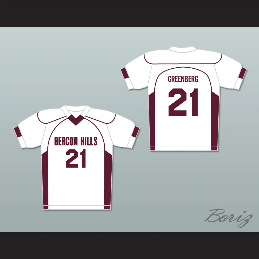 Greenberg 21 Beacon Hills Cyclones Lacrosse Jersey Teen Wolf White