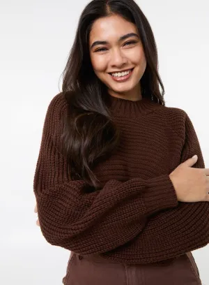 High Neck Knitted Crop Jumper