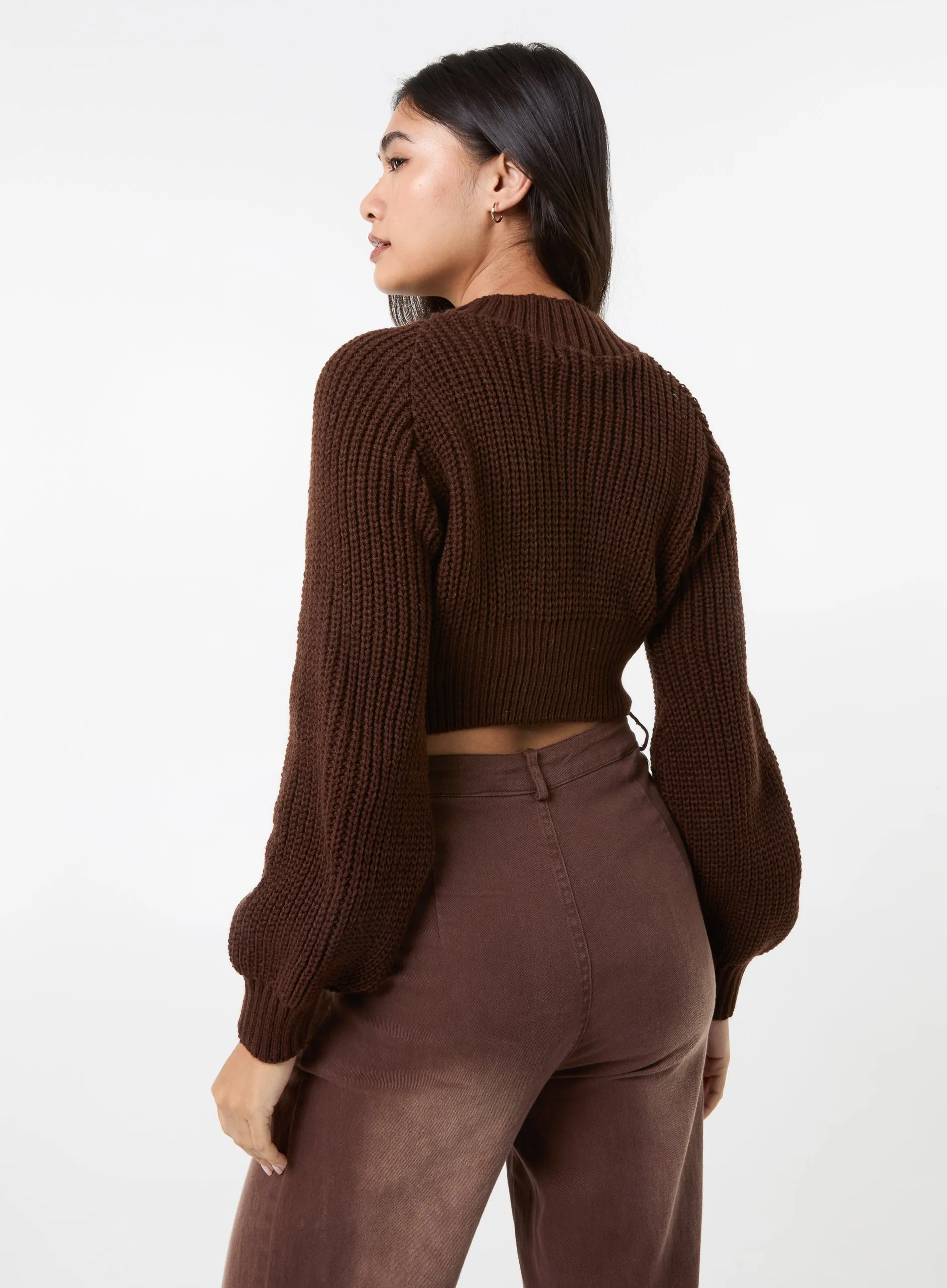 High Neck Knitted Crop Jumper