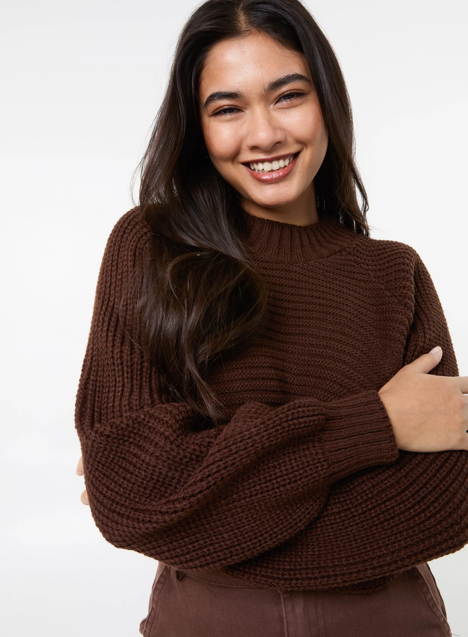 High Neck Knitted Crop Jumper
