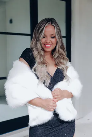 Hollywood Diva Faux Fur Stole - Ivory