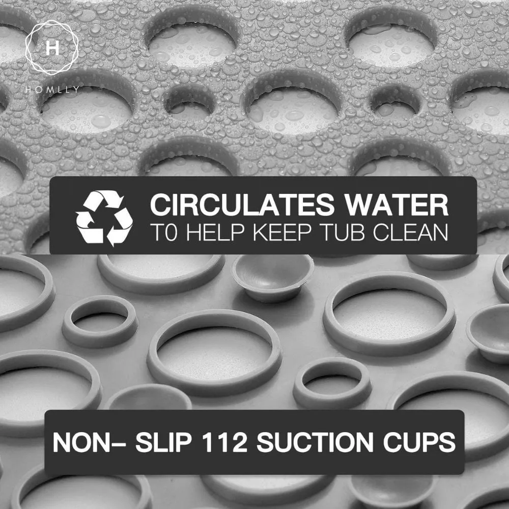 Homlly TPE Non slip Shower Bath Tub Mat with Hundreds Drainage Holes and Suction Cups
