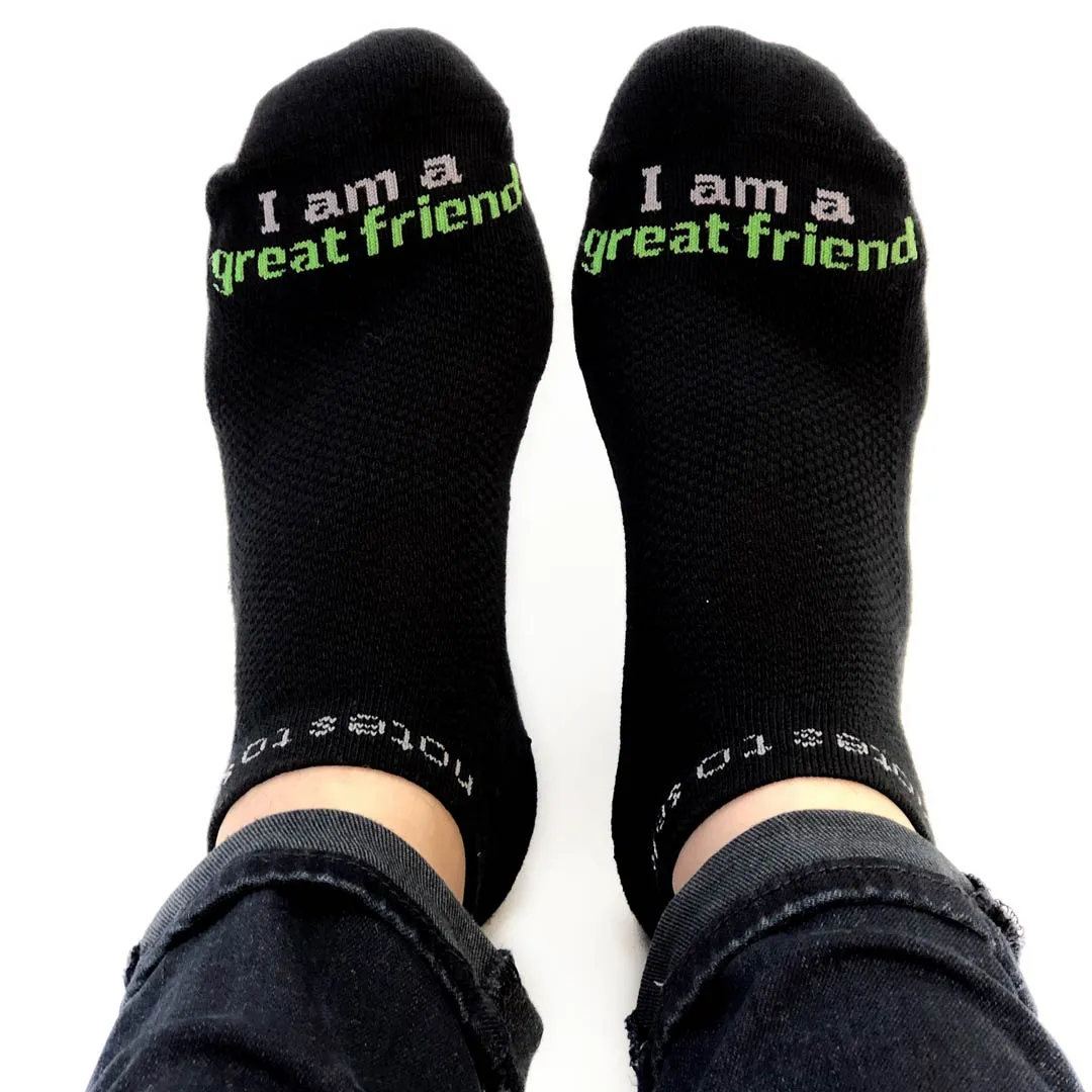 I am a great friend® black low-cut socks