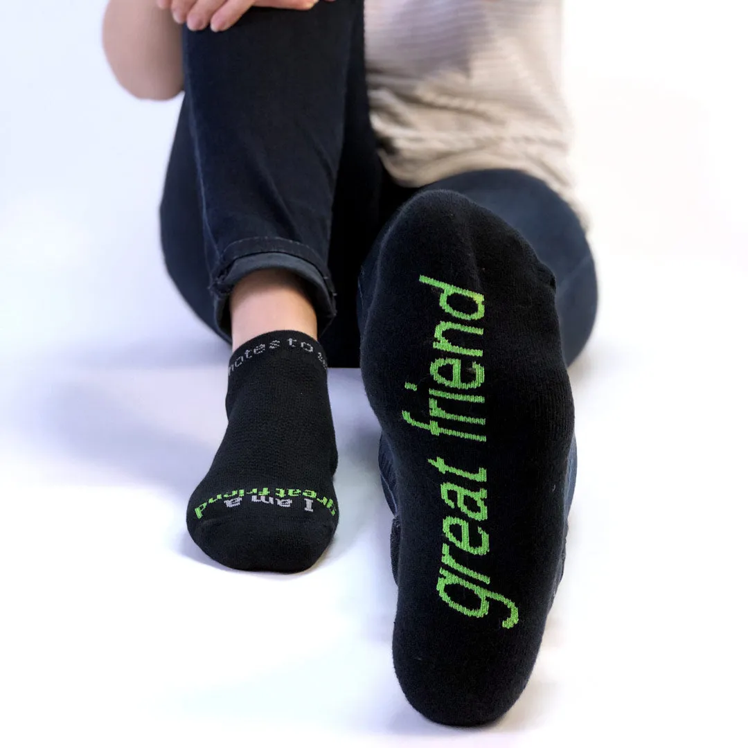 I am a great friend® black low-cut socks