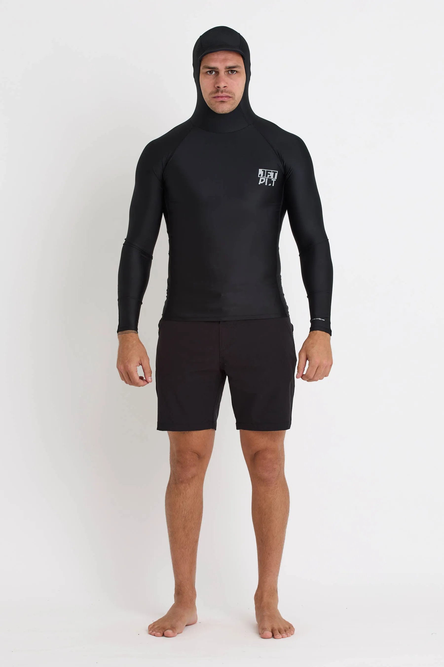 Jetpilot Venture Mens Hooded LS Rashie - Black