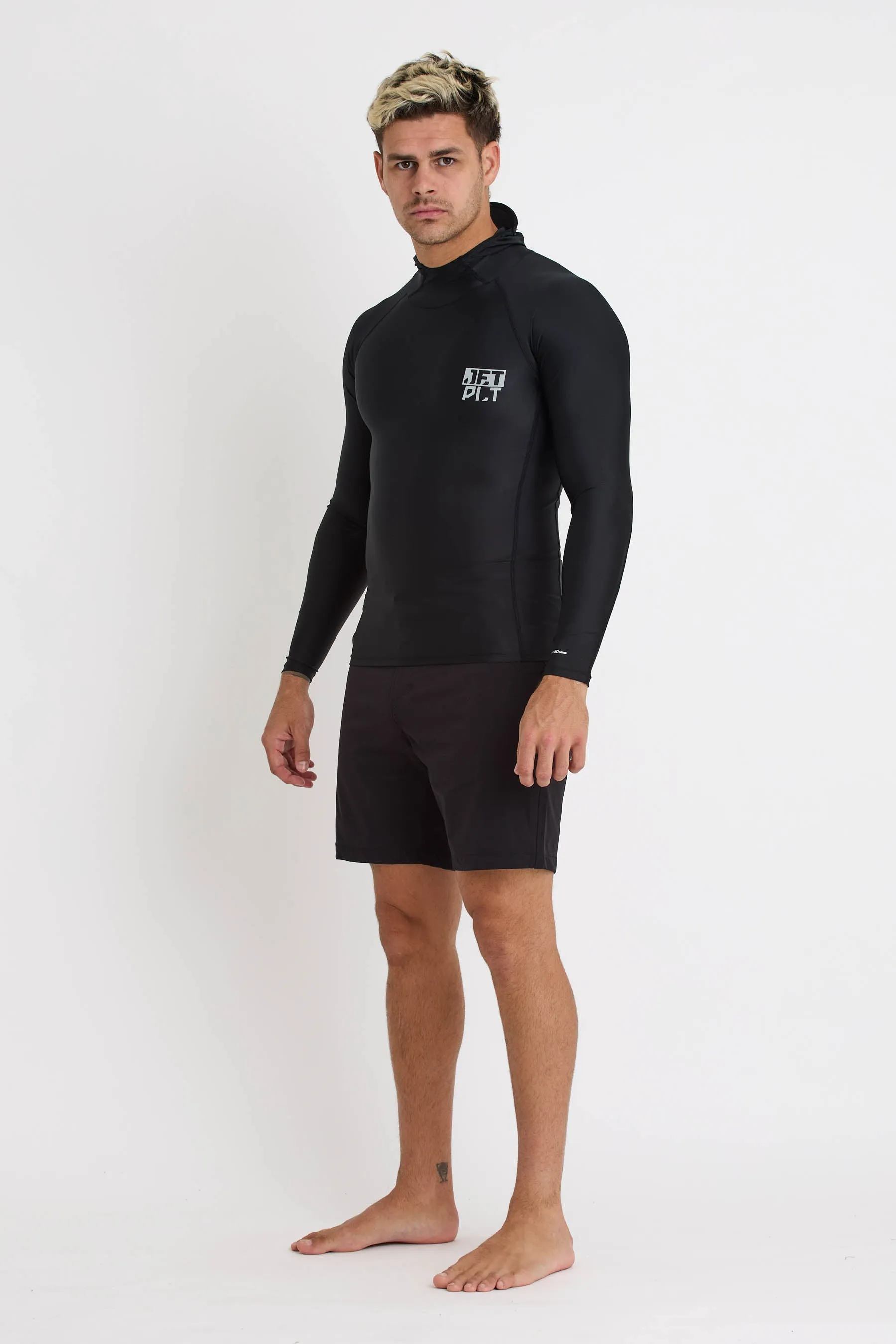 Jetpilot Venture Mens Hooded LS Rashie - Black