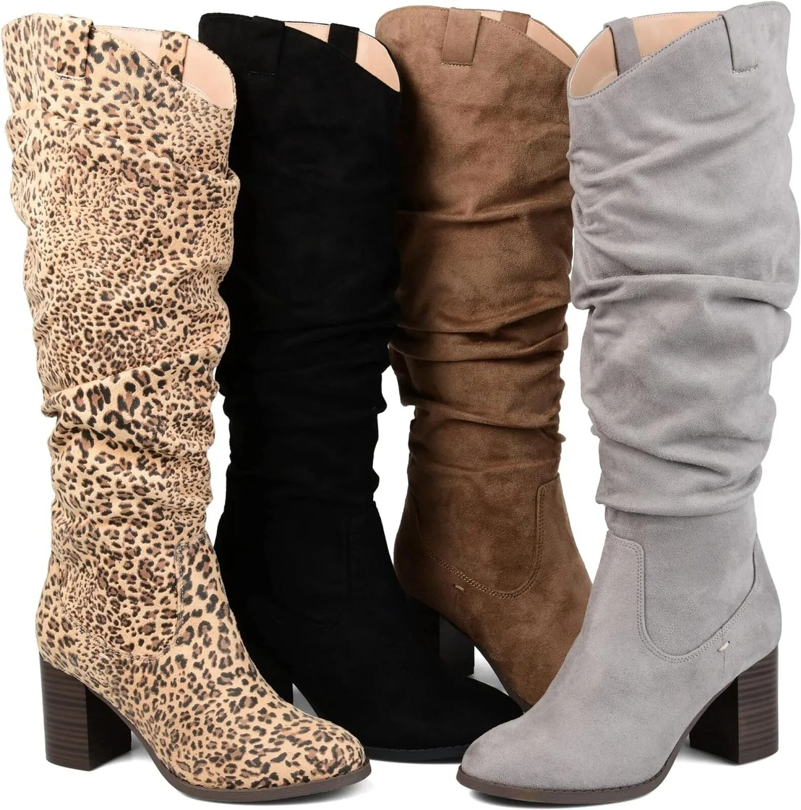 Journee Collection Womens Aneil Slouch Boot with Slouchy Vegan Suede Gray 7.5M