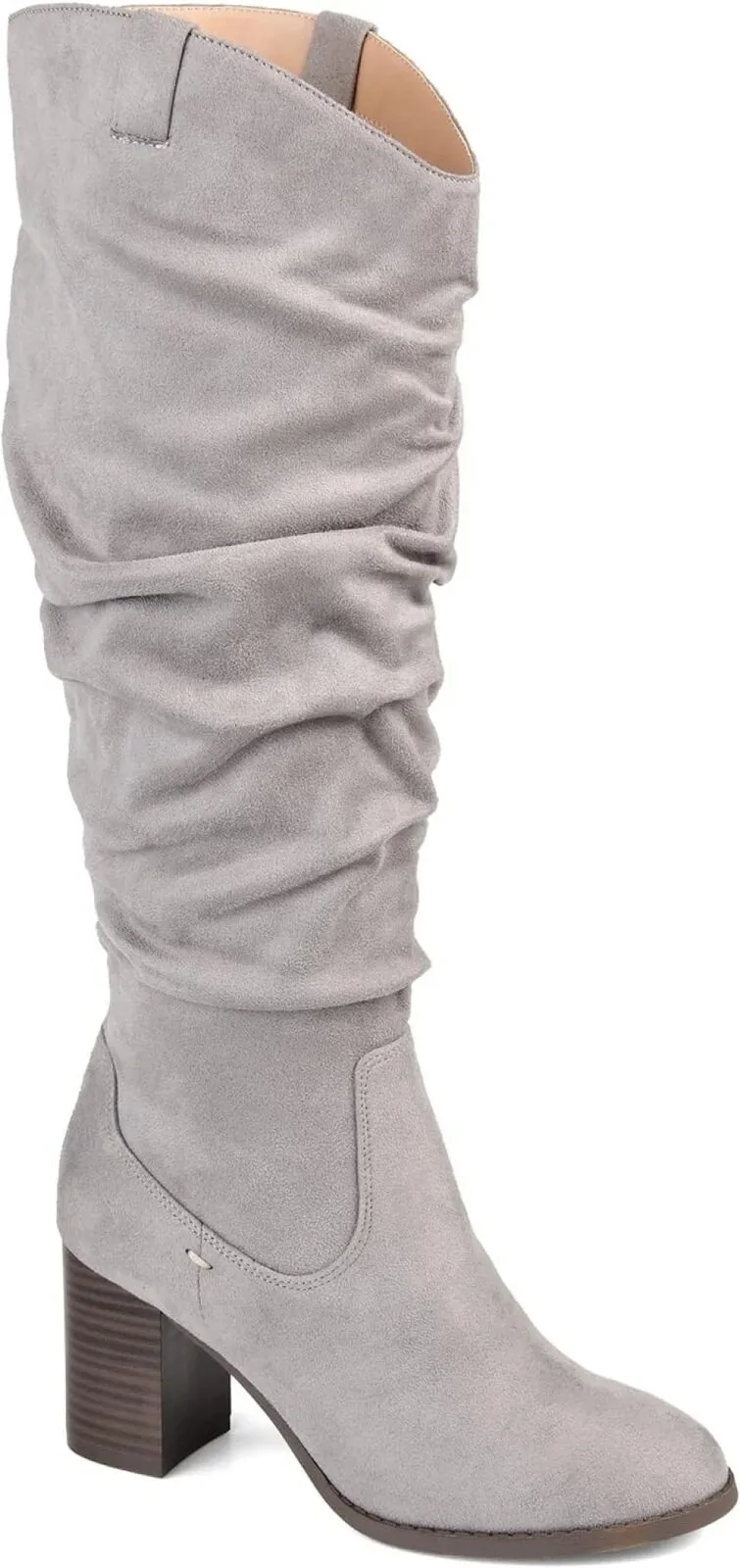 Journee Collection Womens Aneil Slouch Boot with Slouchy Vegan Suede Gray 7.5M