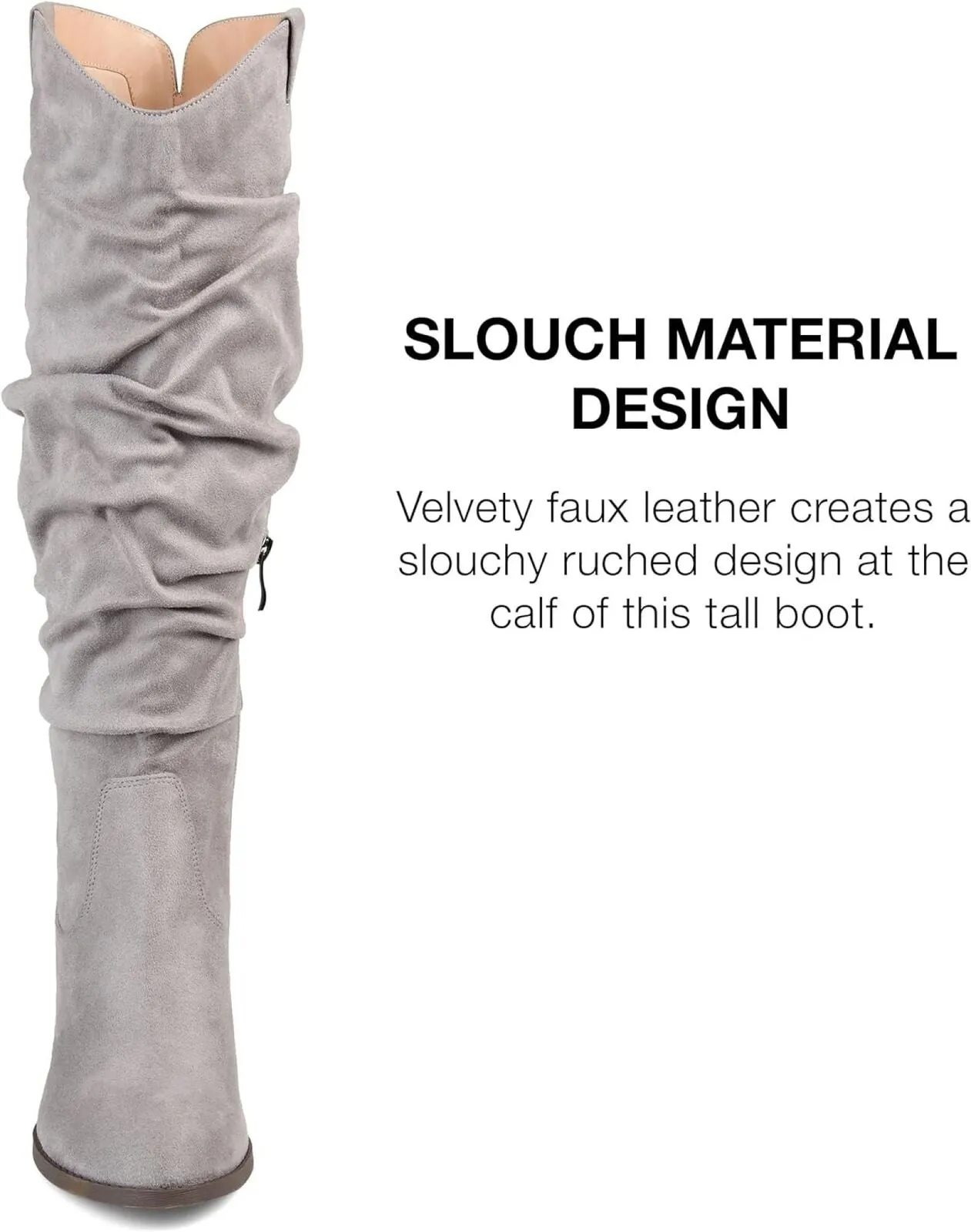 Journee Collection Womens Aneil Slouch Boot with Slouchy Vegan Suede Gray 7.5M