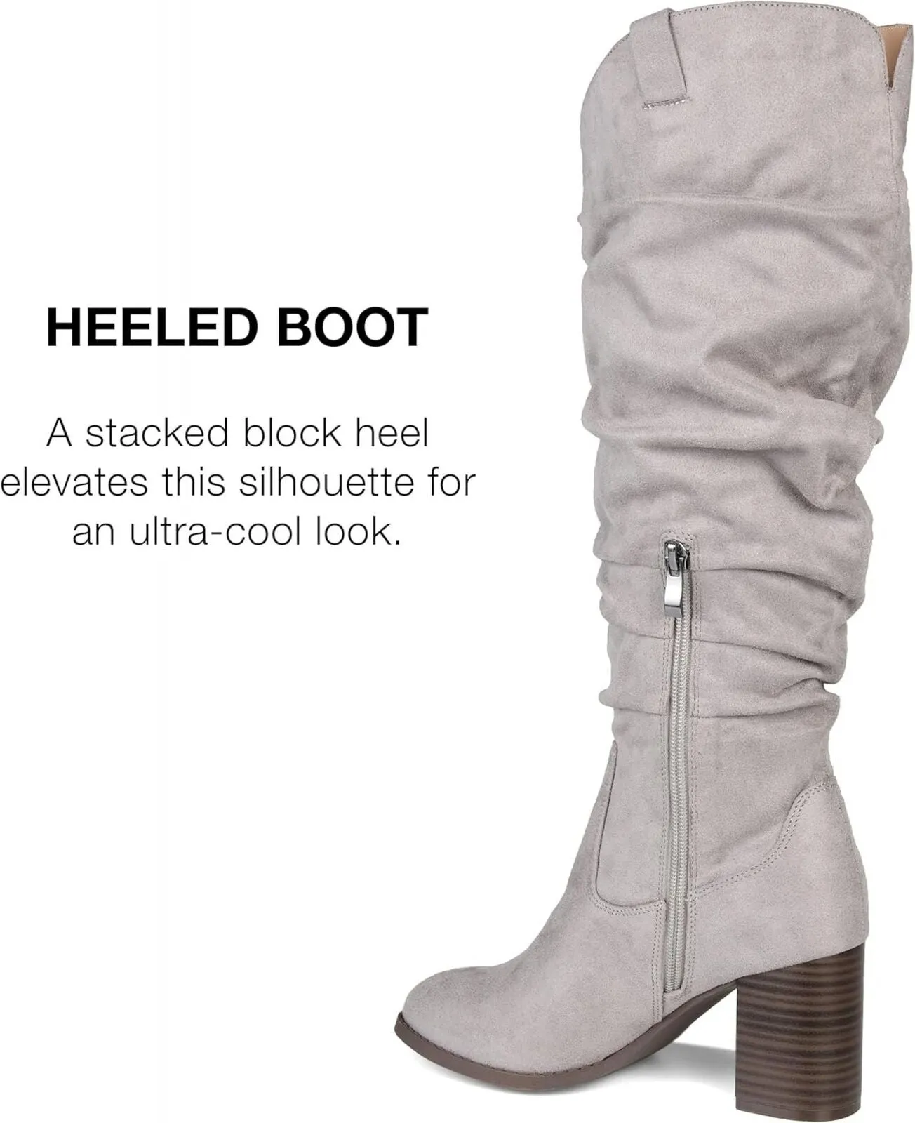 Journee Collection Womens Aneil Slouch Boot with Slouchy Vegan Suede Gray 7.5M