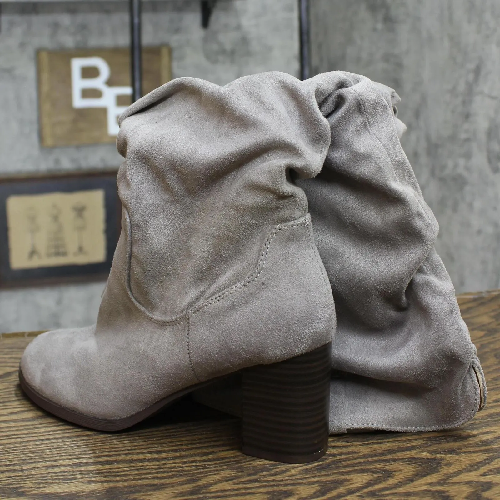 Journee Collection Womens Aneil Slouch Boot with Slouchy Vegan Suede Gray 7.5M