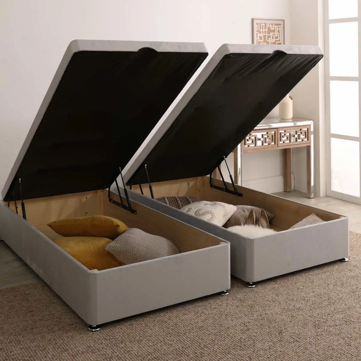 Kashemere Firm Cool Blue Zip and Link Ottoman Divan Set