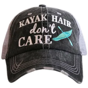 Kayak hats Kayak hair dont care Teal or pink kayak Unisex trucker cap