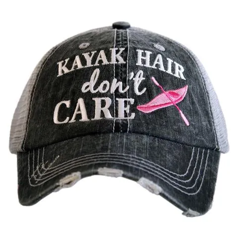 Kayak hats Kayak hair dont care Teal or pink kayak Unisex trucker cap