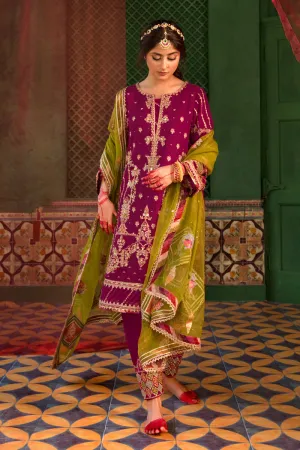KF-06  AARMISH | Qalamkar Khaab Festive Formal Collection 2022 | Luxury Embroidered Unstitched Chiffon Suits
