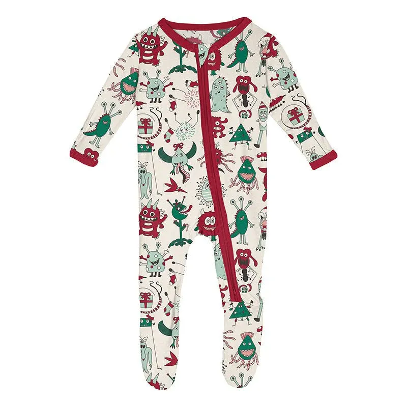 Kickee Pants Zipper Footie (Merry Monsters)