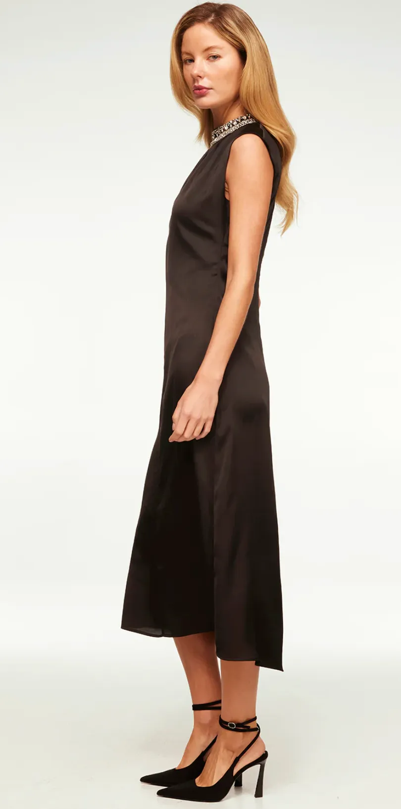 Kira Dress Black Satin