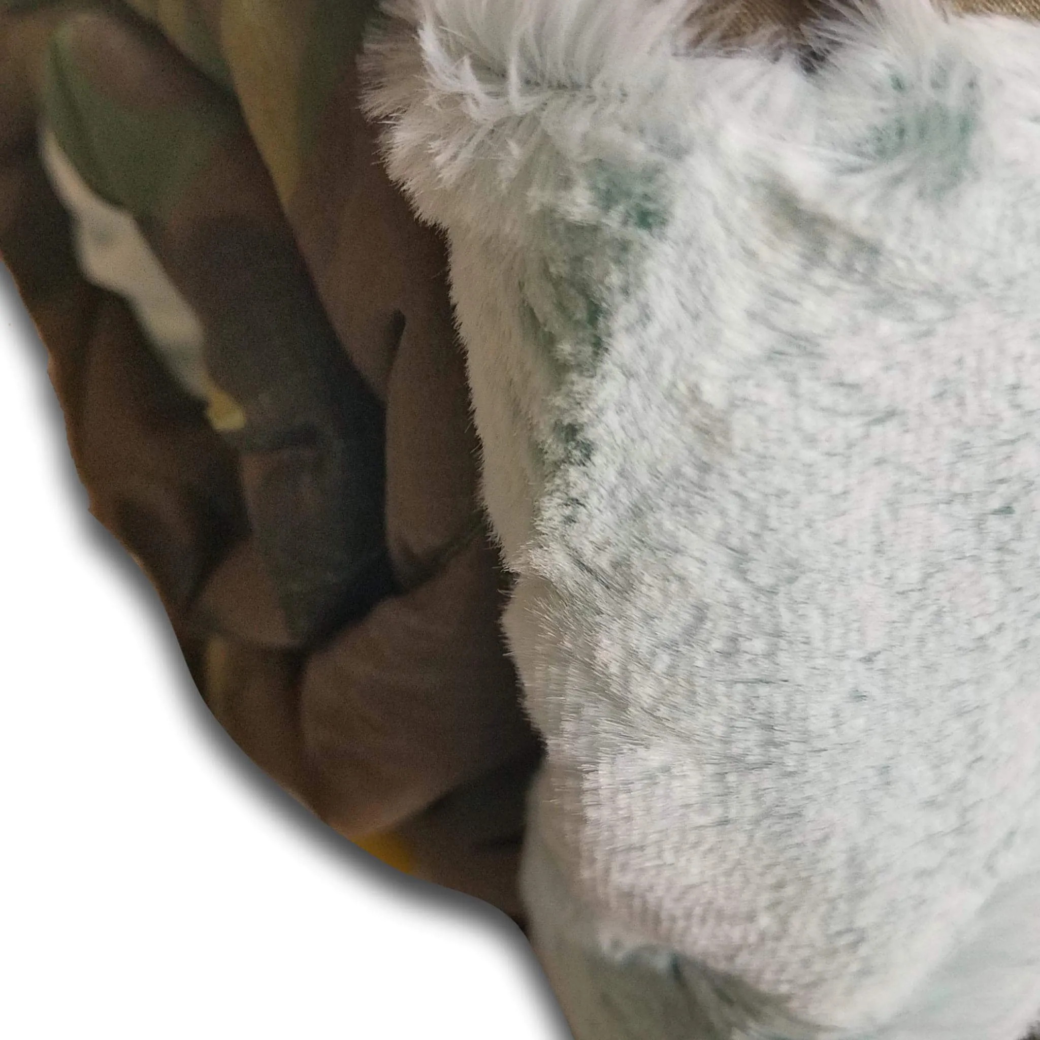 Laced Heart WeeWoobie Weighted Blanket - Woodland Camo with Wintergreen Fur