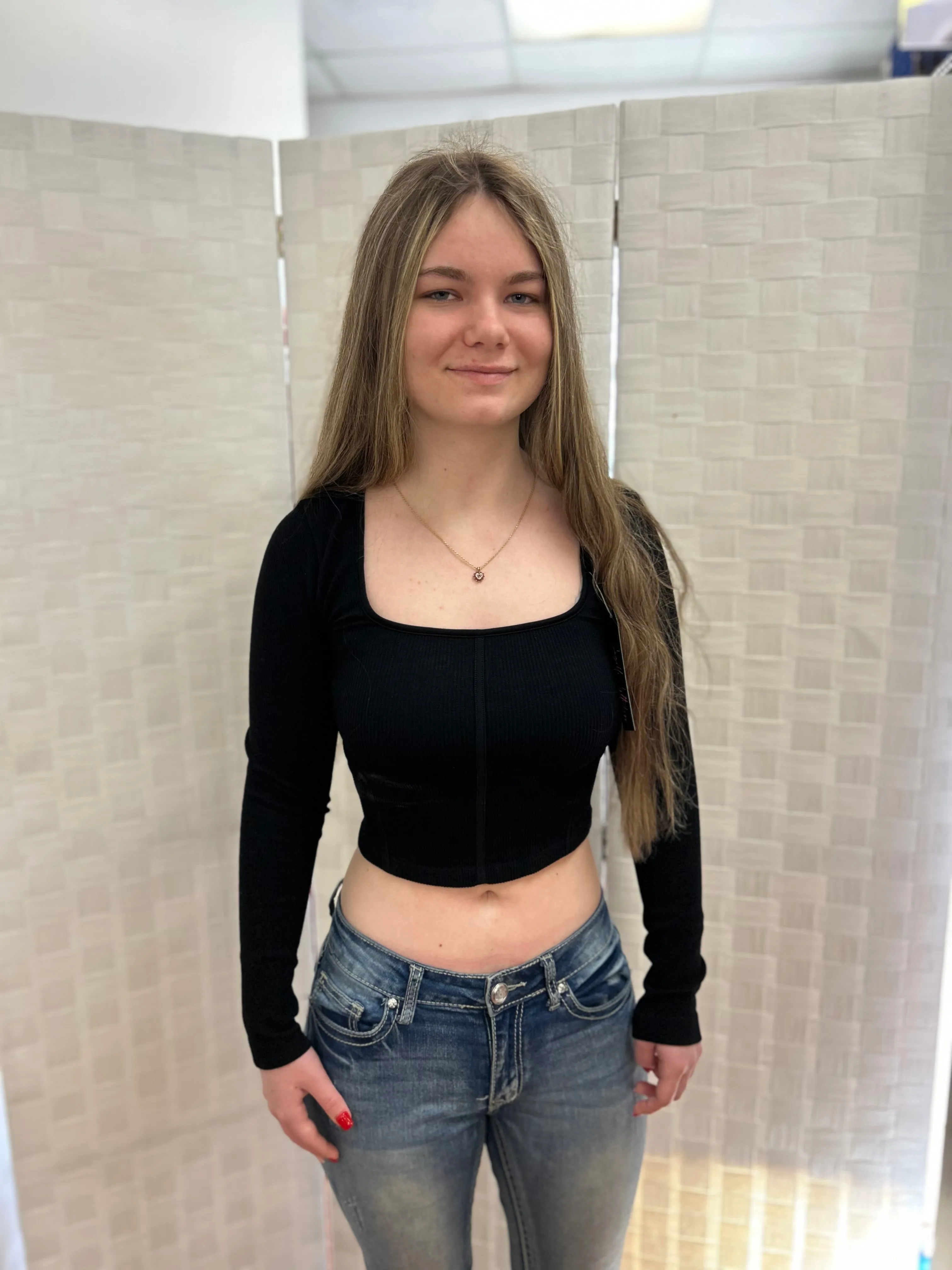 Ladies Suzette Ribknit Crop Top