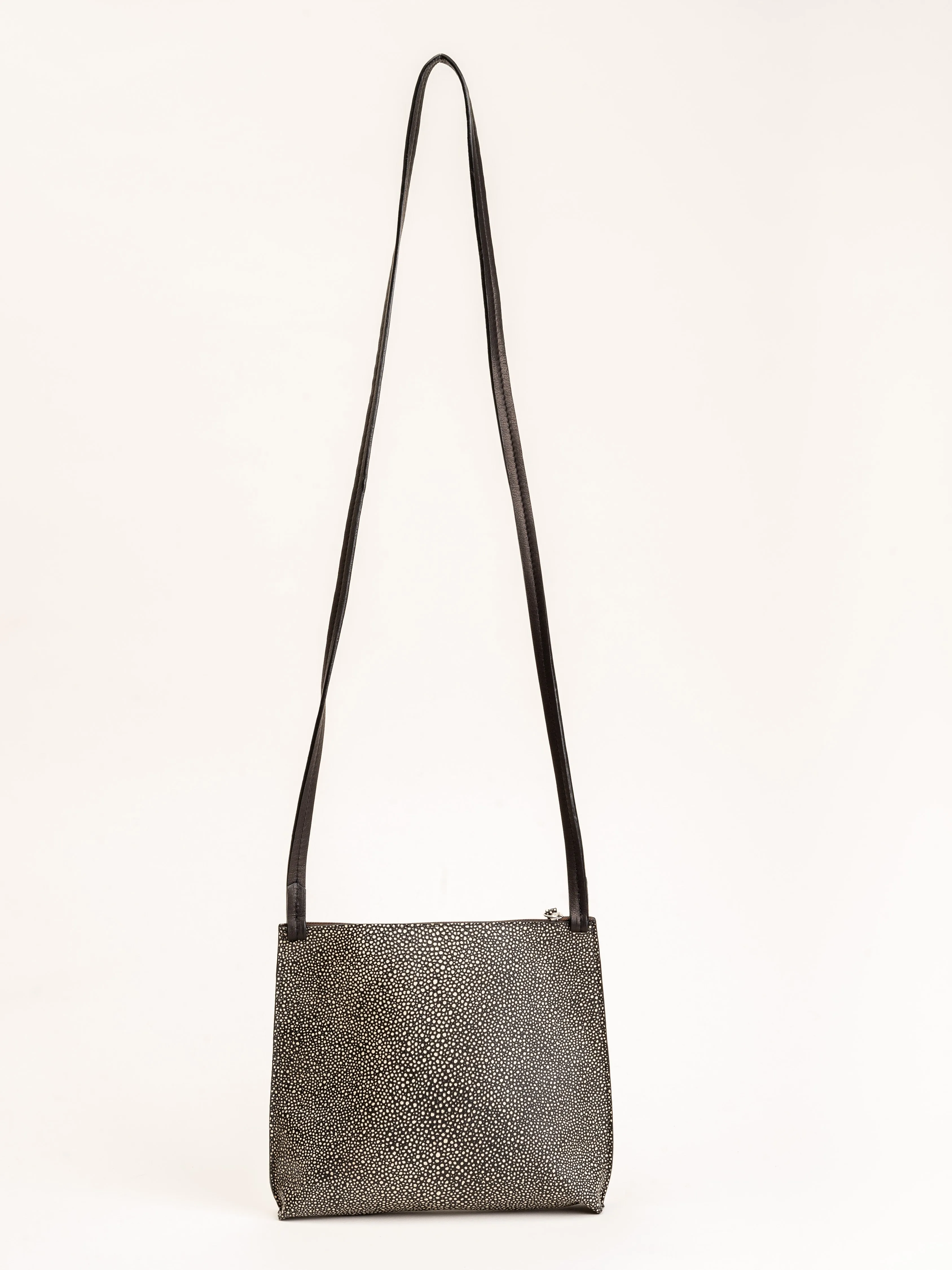 large strappy pouch - black shagreen