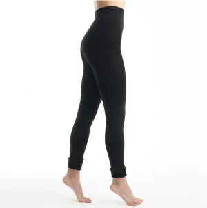 Lemon Loungewear - Lightweight Faux Fur Lined Legging - Black