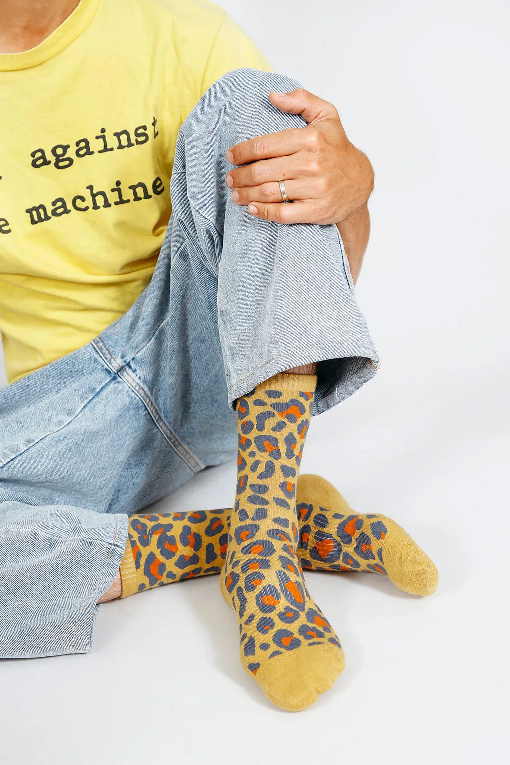 Leo Leopard Print Crew Sock