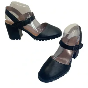 Madewell Claudie Black Leather Chunky Block Heel Mary Jane Sandals Women size 10