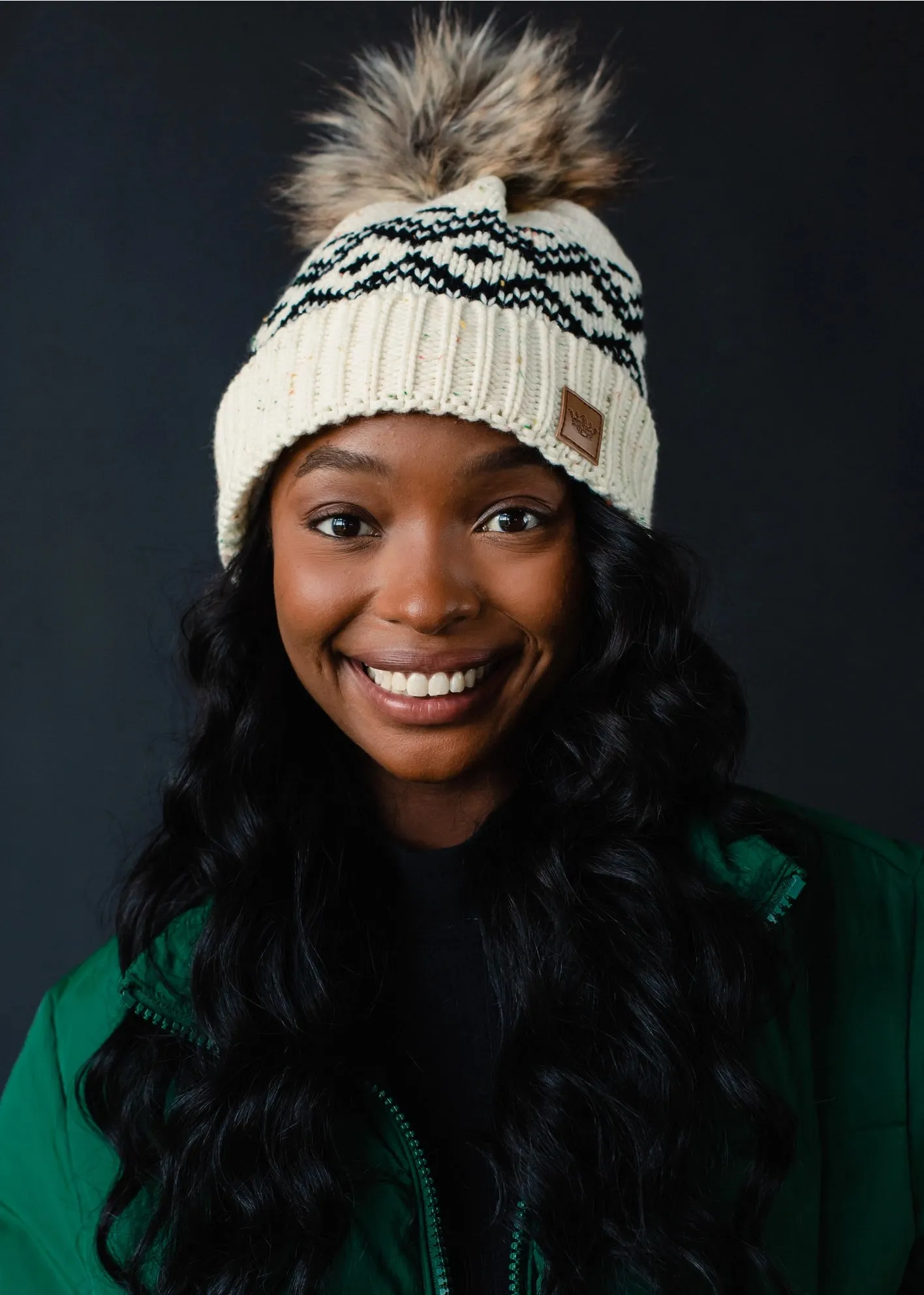 Marleigh Patterned Puff Hat Cream