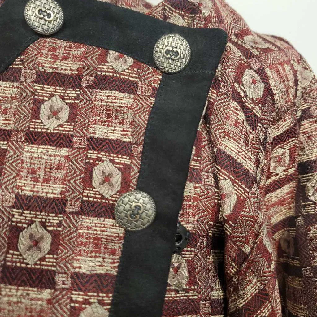 Marsha De Arriaga Maroon Black Western Top