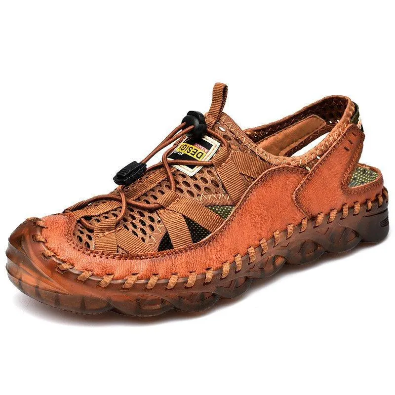 Men Outdoor Non-slip Hole Shoes Mesh Elastic Band Water Sandals