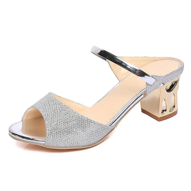 Metal Square Heel Women Sandals Women Heel Shoes