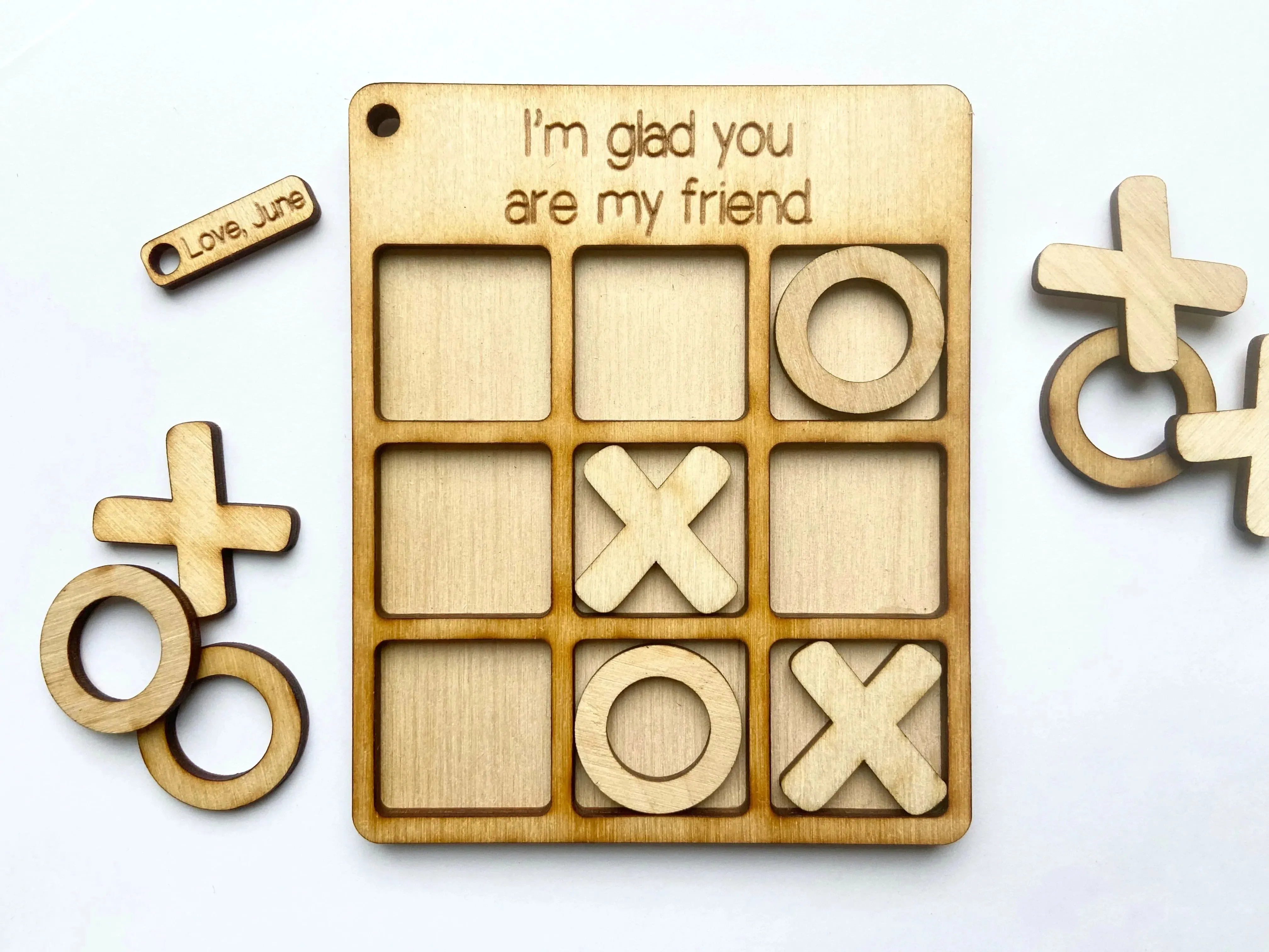 Mini Size Tic Tac Toe Game - 4.5" - with a name-tag and 10 tokens