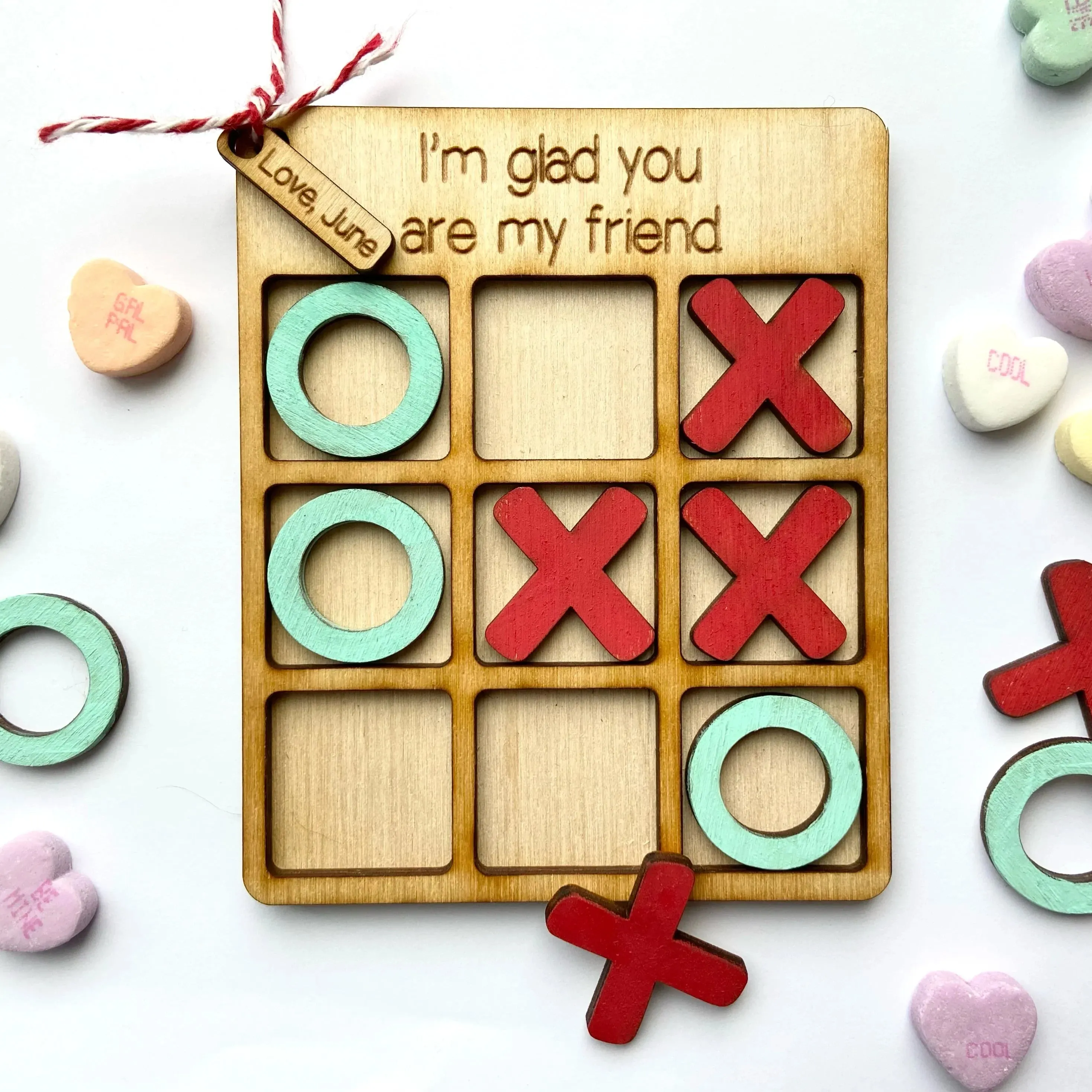 Mini Size Tic Tac Toe Game - 4.5" - with a name-tag and 10 tokens