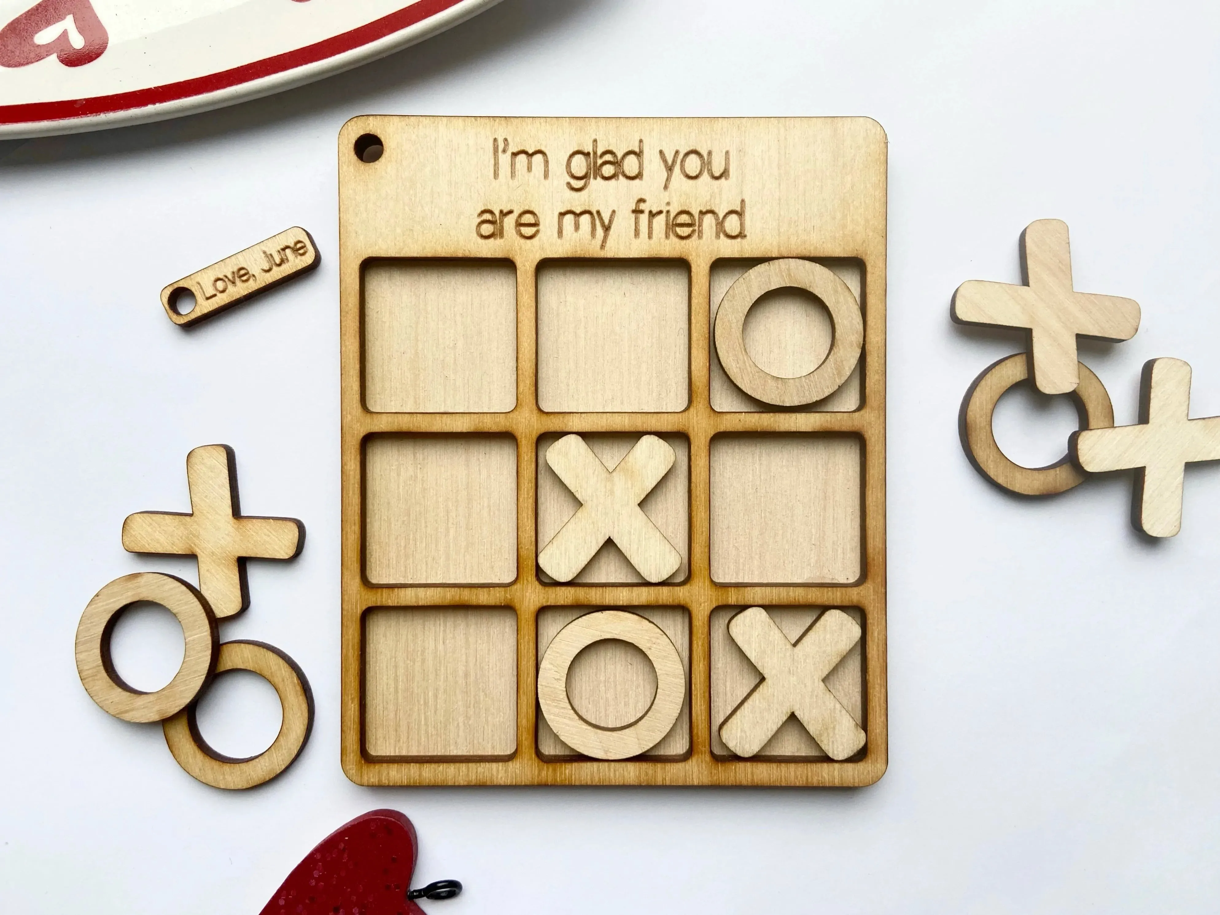 Mini Size Tic Tac Toe Game - 4.5" - with a name-tag and 10 tokens