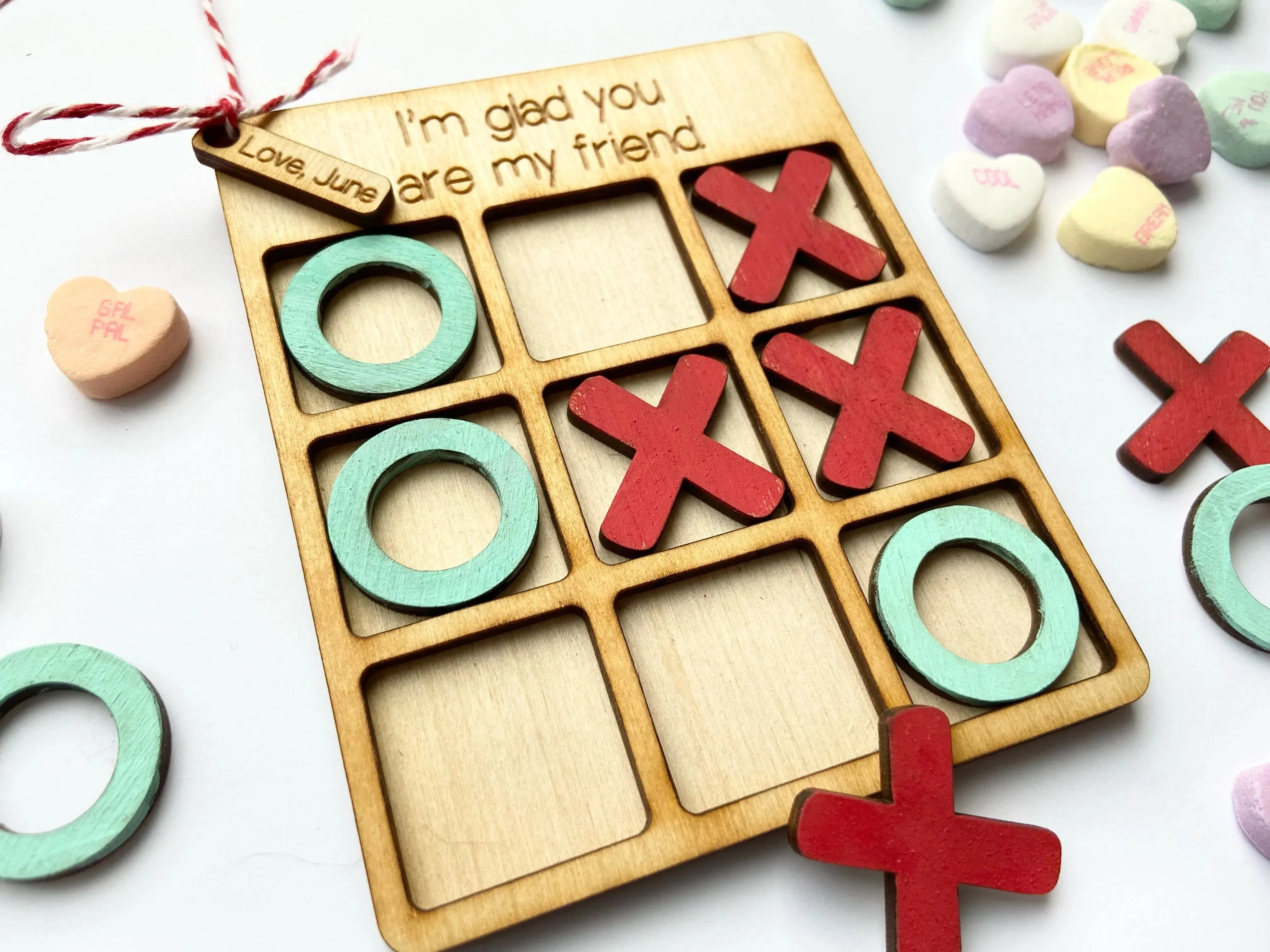 Mini Size Tic Tac Toe Game - 4.5" - with a name-tag and 10 tokens