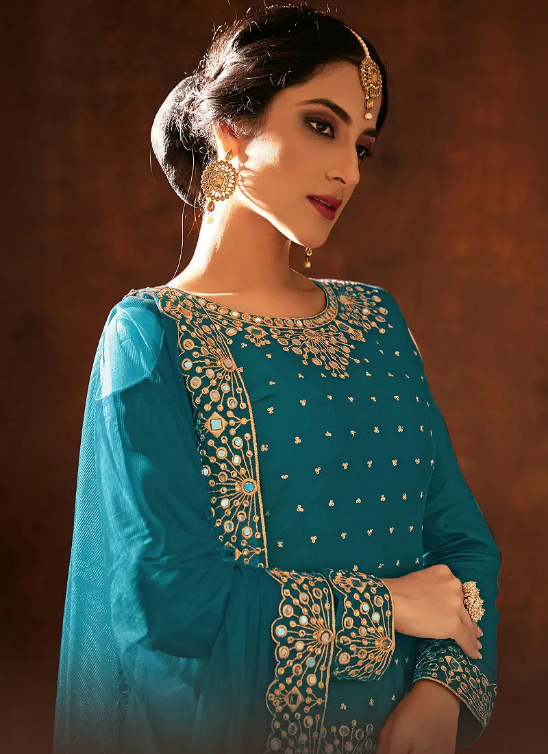 Morpeach Mirror Work Punjabi Suit