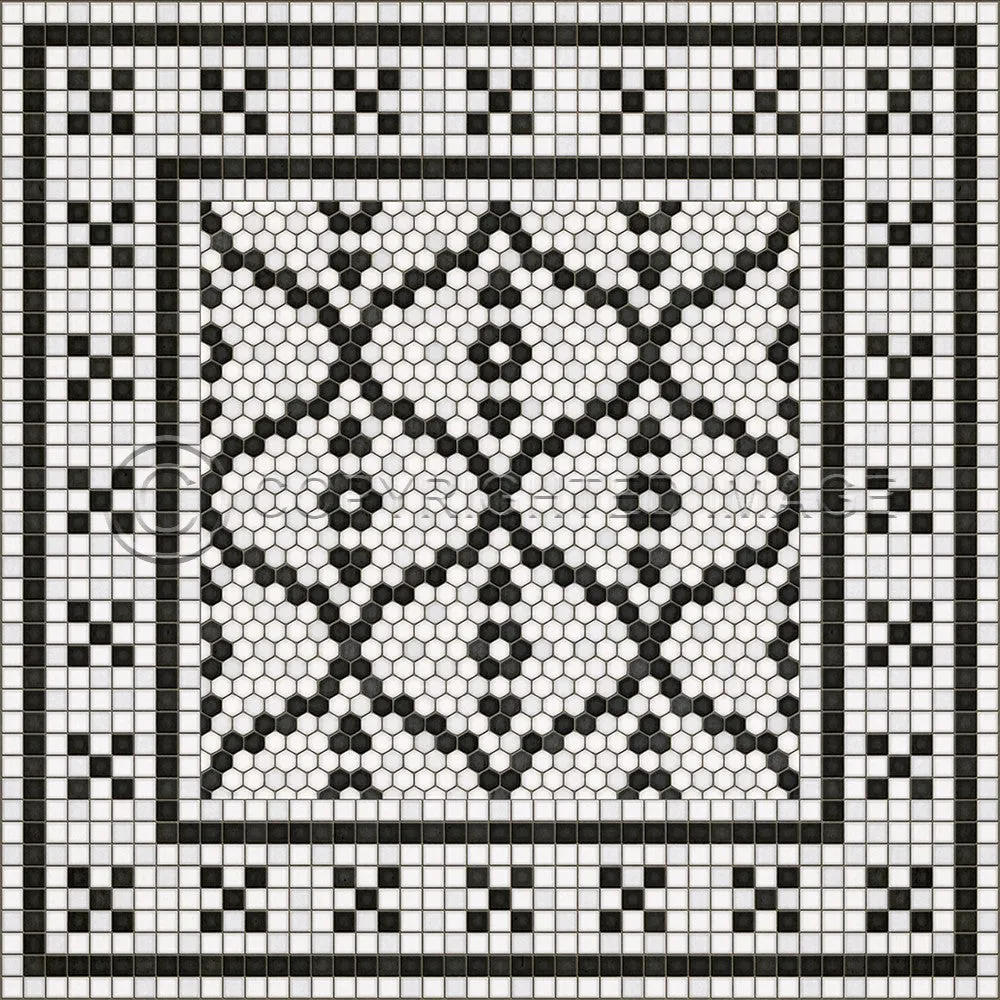 Mosaic F "Queensboro Plaza" Vinyl Floorcloth - Spicher & Co.
