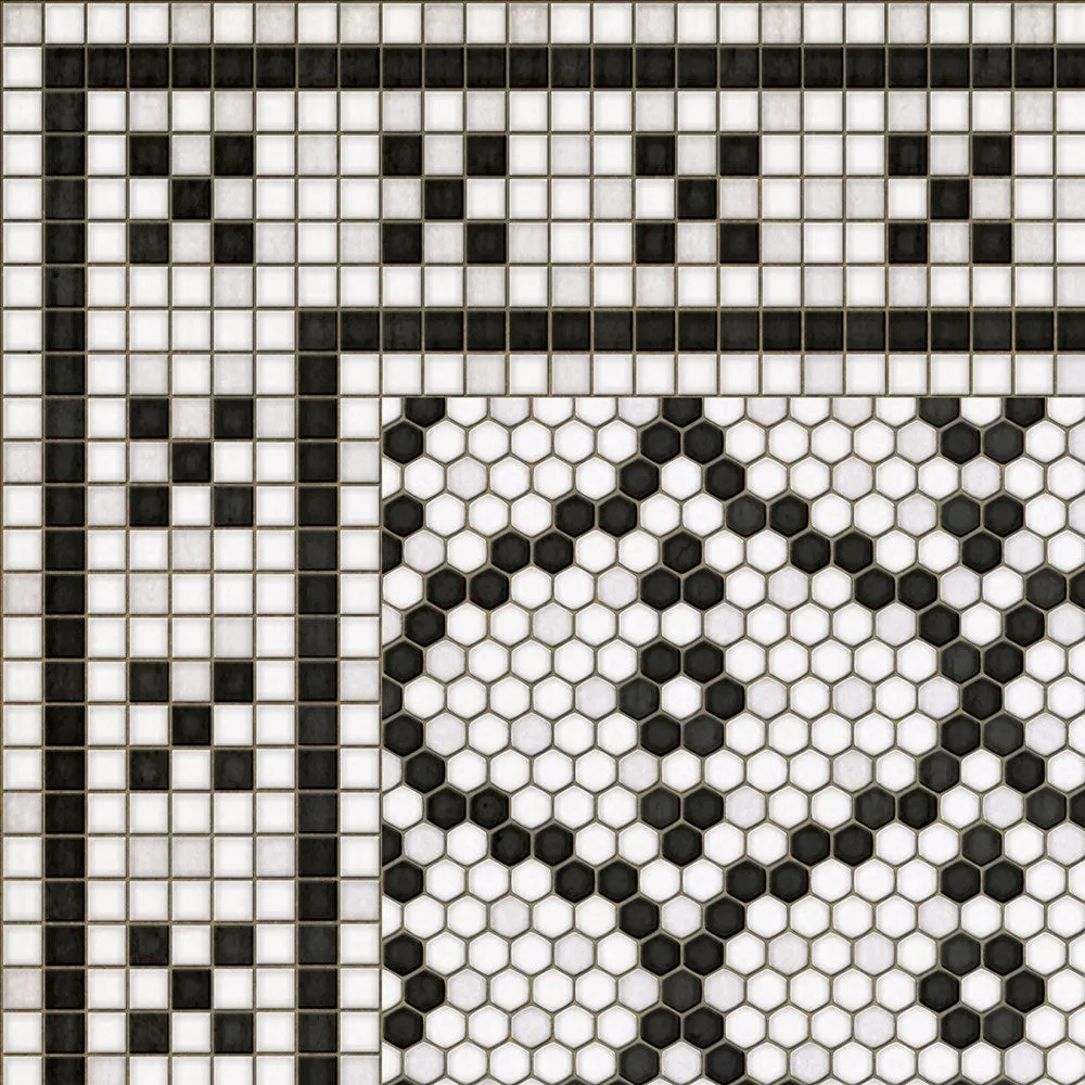 Mosaic F "Queensboro Plaza" Vinyl Floorcloth - Spicher & Co.