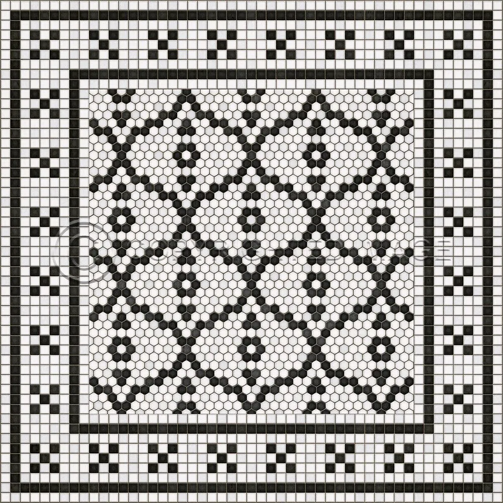 Mosaic F "Queensboro Plaza" Vinyl Floorcloth - Spicher & Co.