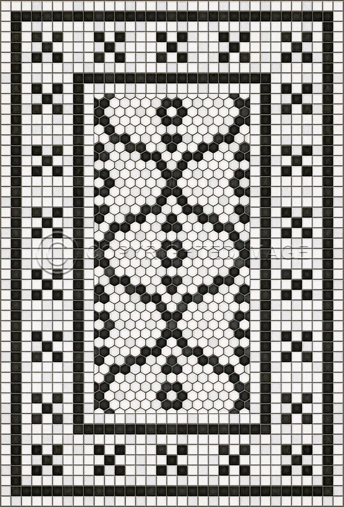 Mosaic F "Queensboro Plaza" Vinyl Floorcloth - Spicher & Co.