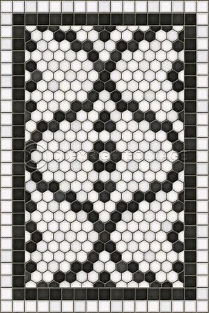 Mosaic F "Queensboro Plaza" Vinyl Floorcloth - Spicher & Co.