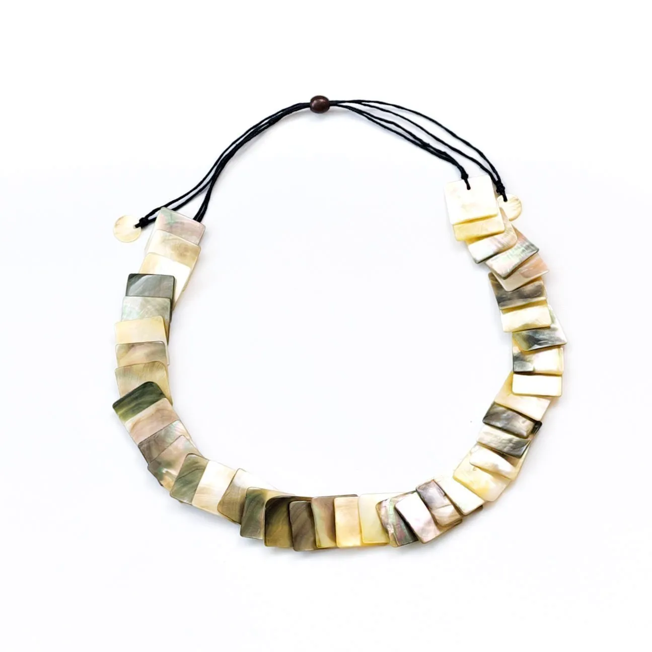 Mother of Pearl Shell Necklace - Playa Iridescent Grey