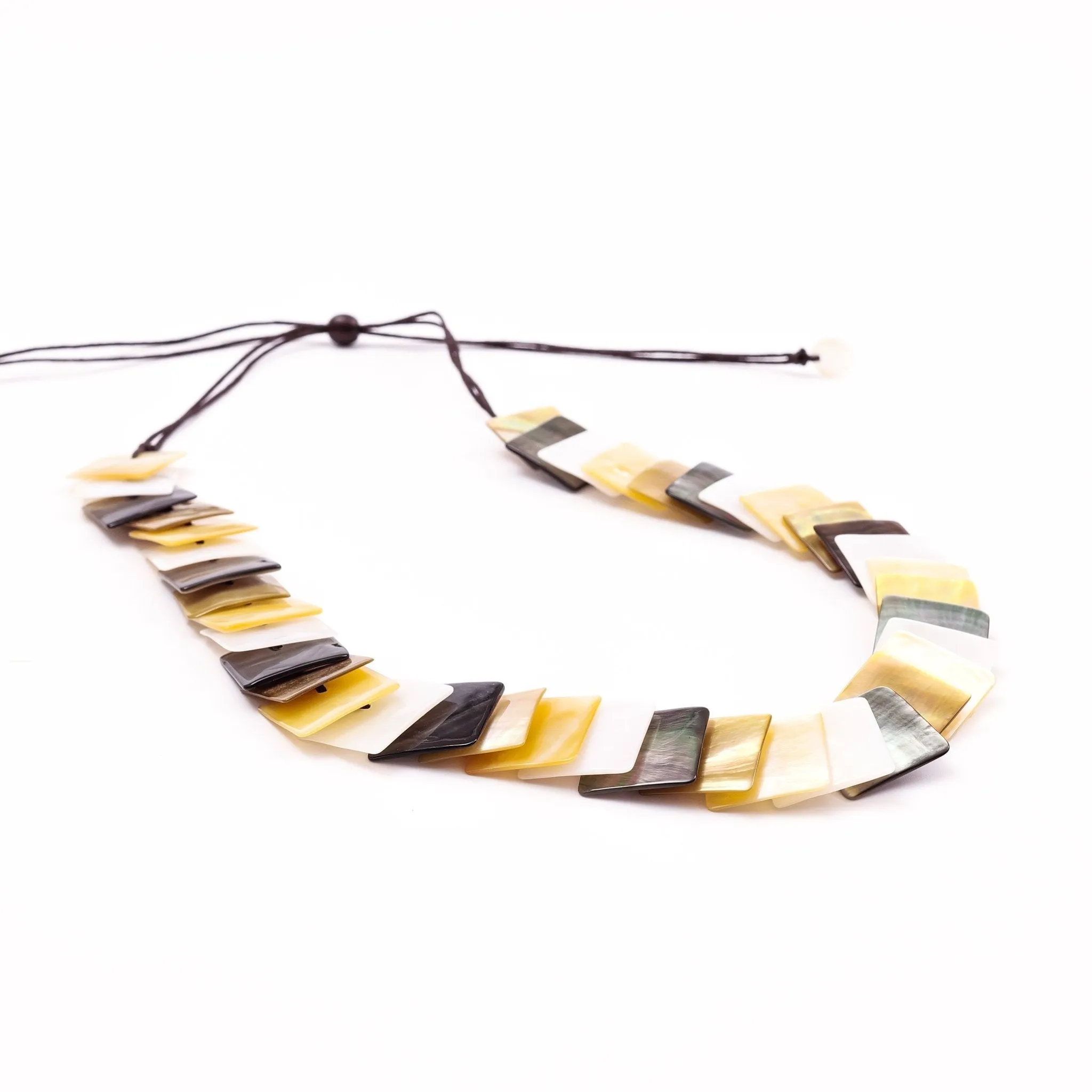 Mother of Pearl Squares Necklace - Playa Multicolor